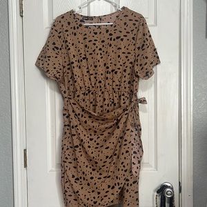 SHEIN LUNE Allover Print Tie Front
Keyhole Back Dress